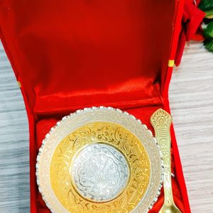 Silver/Gold plated Bowl with spoon /Gift/Baby shower/Diwali/~Wedding