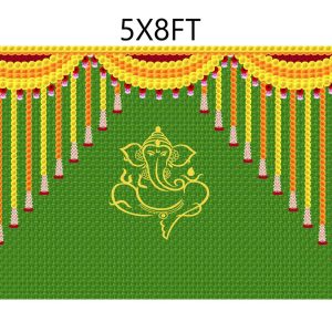 Decorative Backdrops, Ganesha pooja, Housewarming Backdrop  Cloth Pooja Decoration Traditional Background Curtain